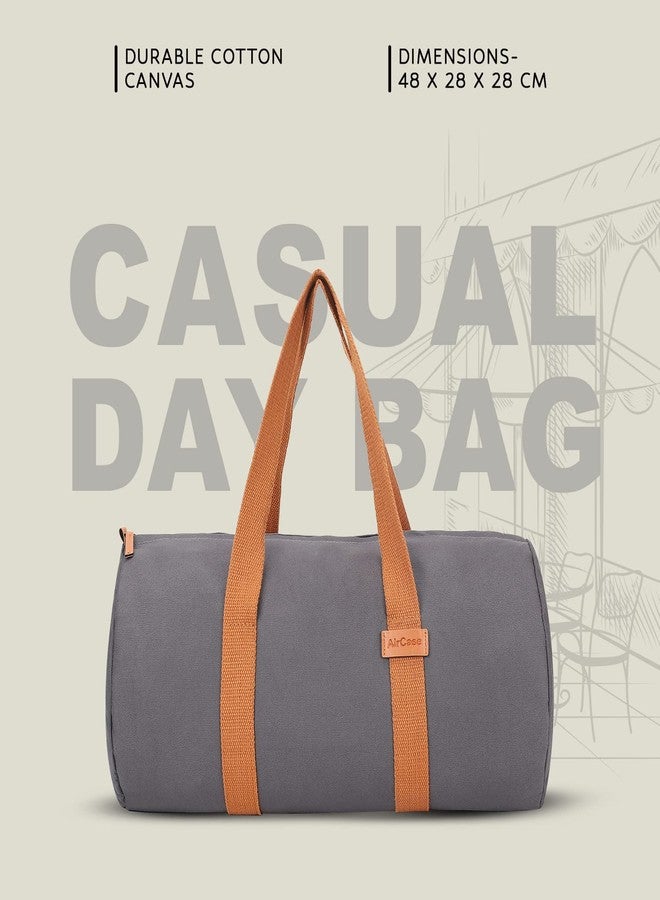 Aircase Canvas 48 cm Travel Duffel Bag, Sports Gym Duffle Bag, Shoulder Handbag for Women, Outdoor Weekend Bag with Shoe and Wet Clothes Compartments (Grey,48x28x28 cm) - Image 5